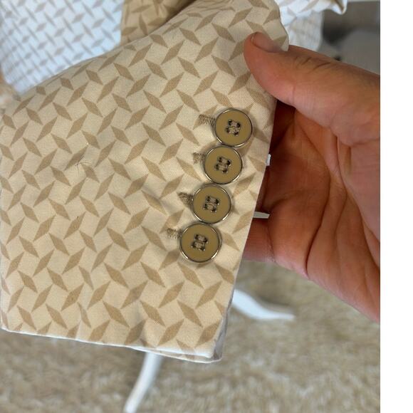 New York & Company Women's Size 6 Stretch White and Beige Printed Blazer #0410 - Picture 8 of 13